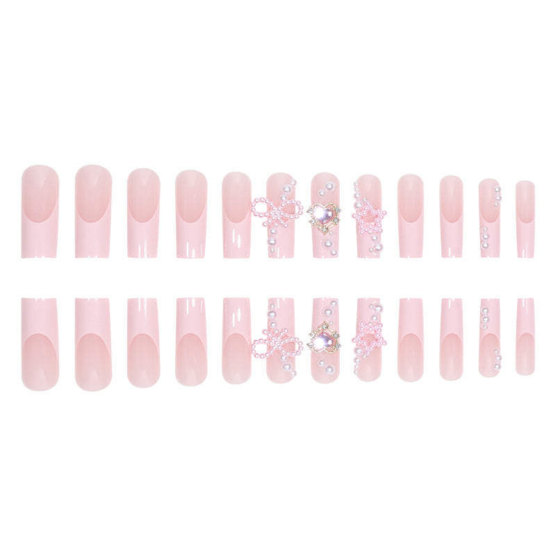 Free Shipping 24pcs fake nail press on nail with 3D bowtie star heart decor