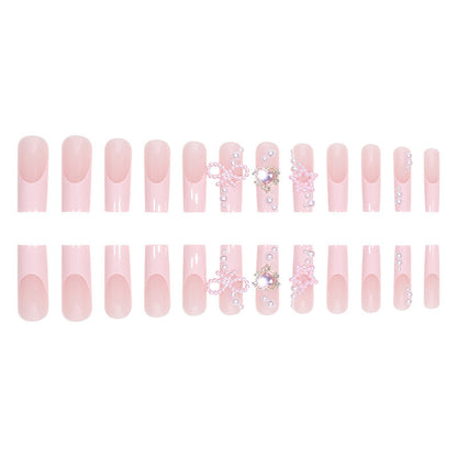 Free Shipping 24pcs fake nail press on nail with 3D bowtie star heart decor