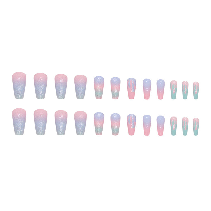 Free Shipping Pink and Blue Sparkling Cute Fake Nail