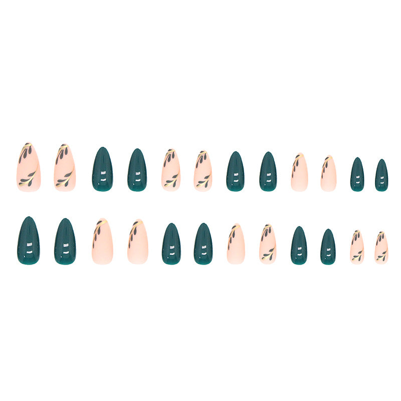 Free Shipping Pure and fresh dark green nails