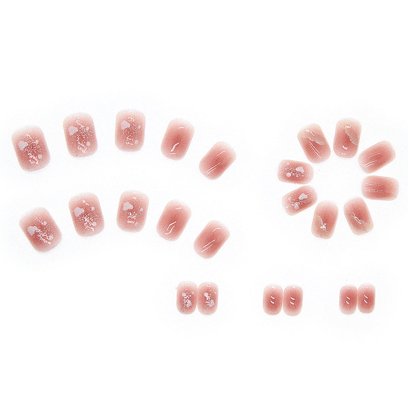 Pink color square short fake nail ABS 24pcs press on nail