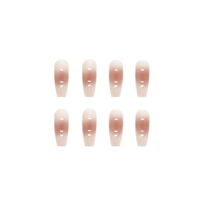 Cheek color long design simple nude coffin shape24pcs press on nail