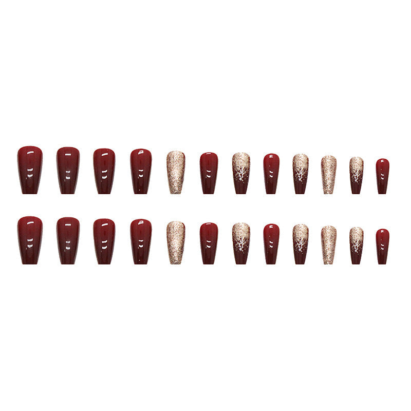 Free Shipping Wine Red Sparkling Flash Nails