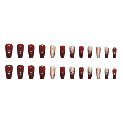 Free Shipping Wine Red Sparkling Flash Nails