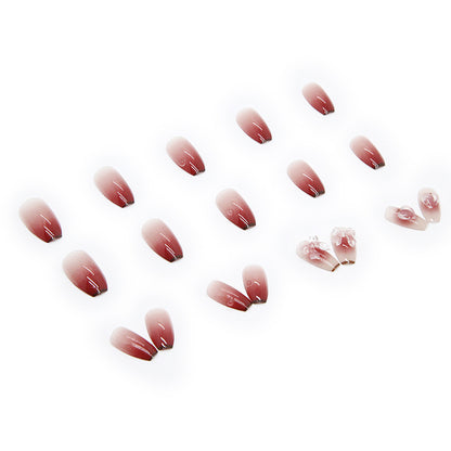 24pcs love peach butterfly 3D gradient press on nail