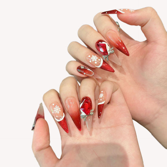 Handmade High-end French hand-painted Christmas press on nails