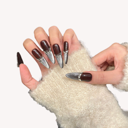 Winter High end Handmade Dual Color Nail Art Unique Press on nails