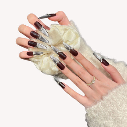 Winter High end Handmade Dual Color Nail Art Unique Press on nails