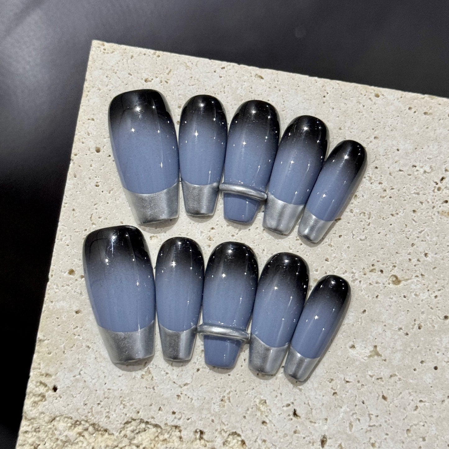 Dual color gradient Coffin Shape Acrylic Fake Nail Press On Nails