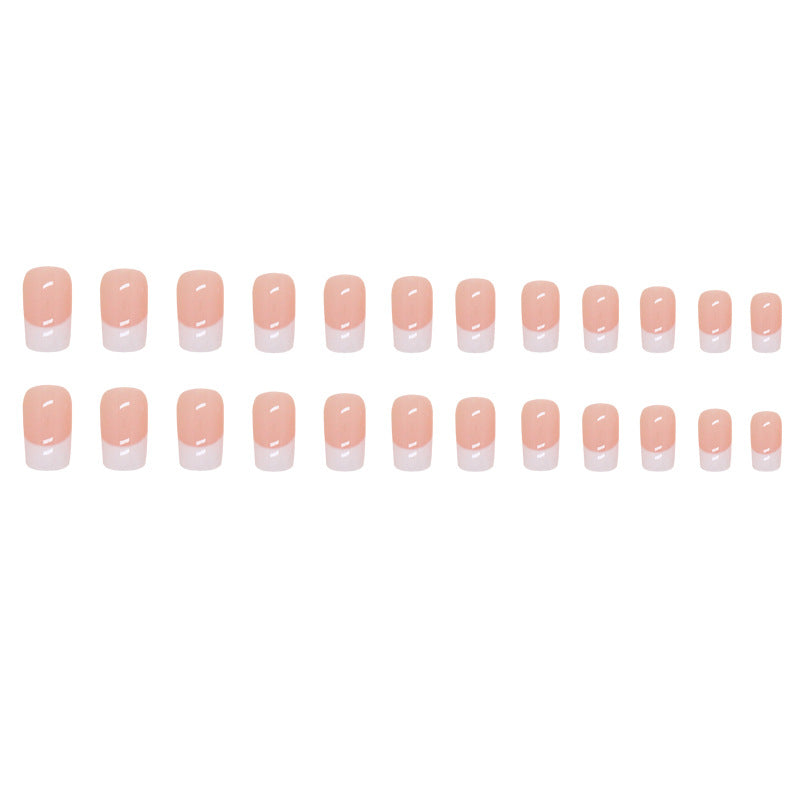 Medium size  classic nude pink white French press on nail