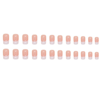 Medium size  classic nude pink white French press on nail