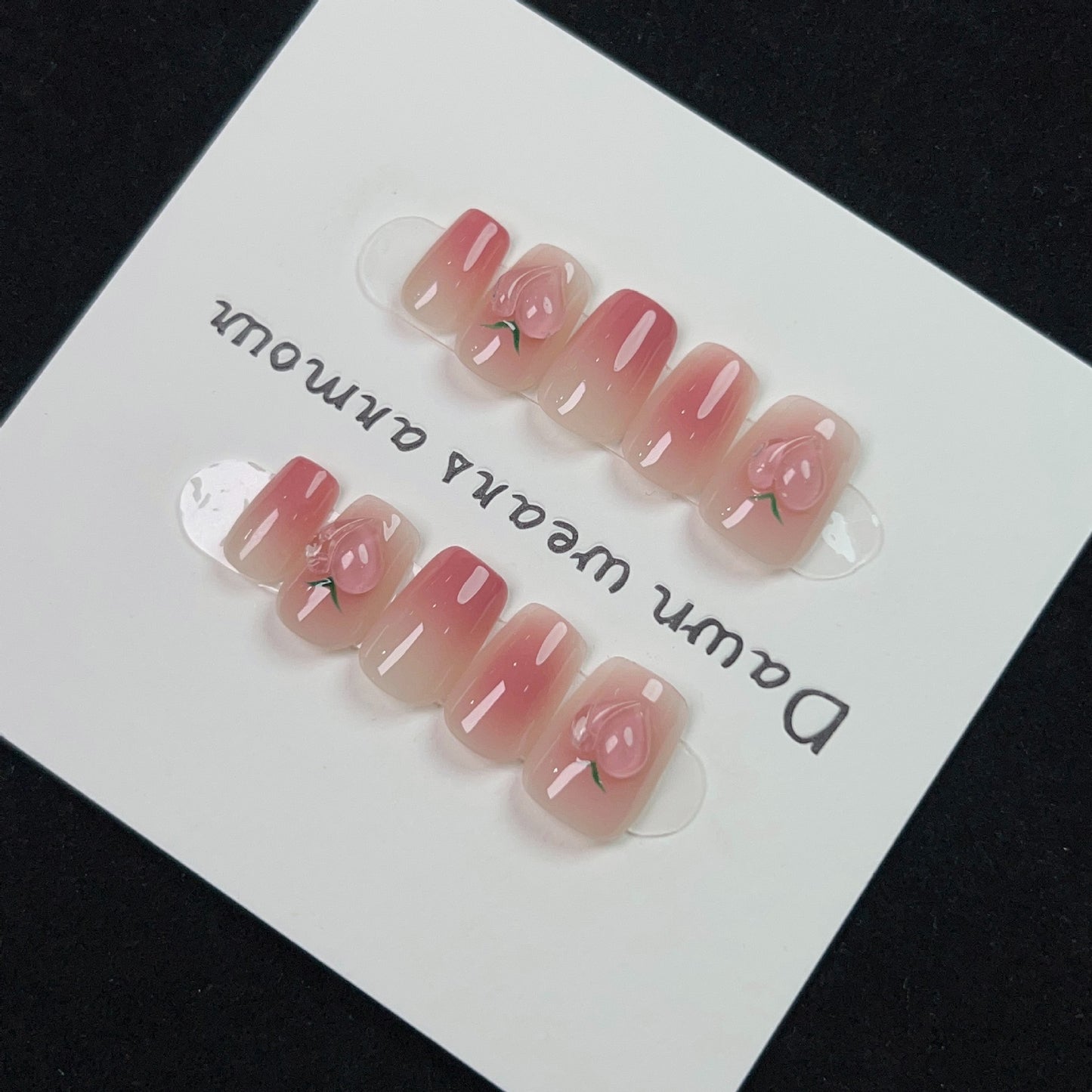 Handmade Peach Sweetheart Pink Nail Art Removable Fake Nail