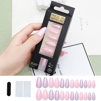 24pcs Almond nail press on nails with French tips