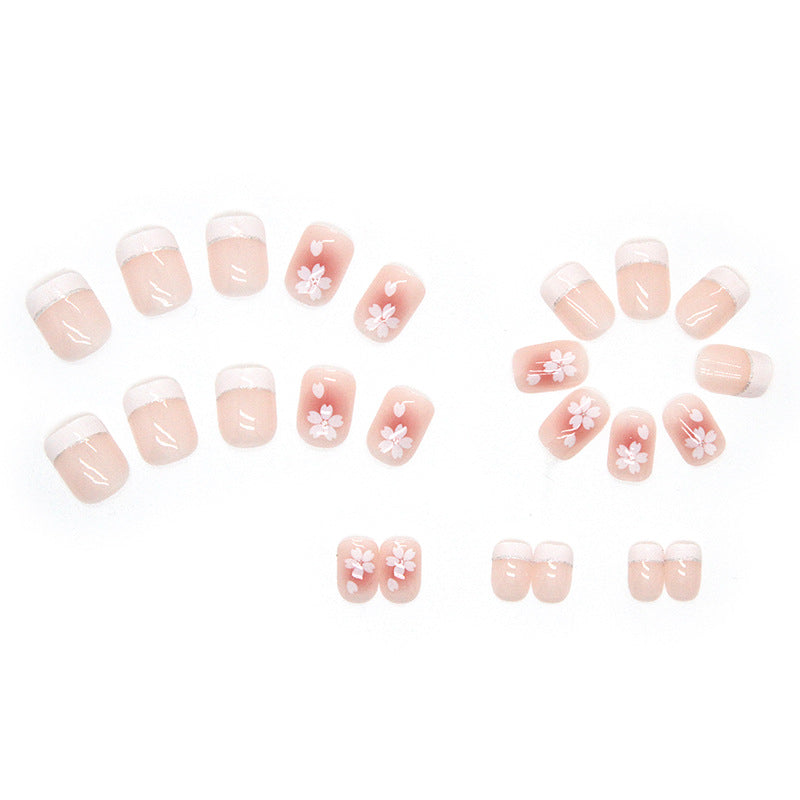 Wholesale cute freehand camellia short France design press on nail