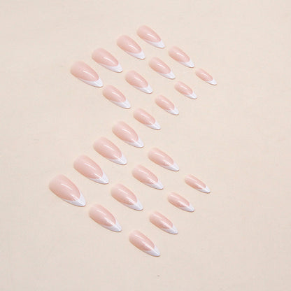 Gentle French sweet nude pink almond press on nails