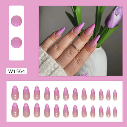 Gradient purple almond 24pcs fake nail medium long press on nail