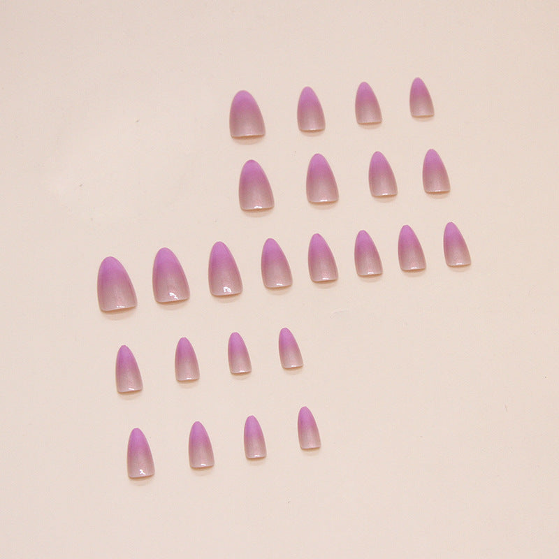 Gradient purple almond 24pcs fake nail medium long press on nail