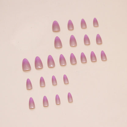 Gradient purple almond 24pcs fake nail medium long press on nail