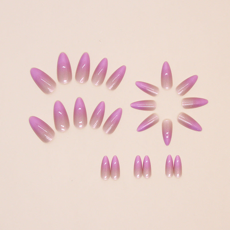 Gradient purple almond 24pcs fake nail medium long press on nail