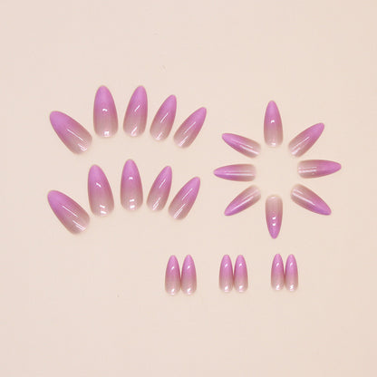 Gradient purple almond 24pcs fake nail medium long press on nail