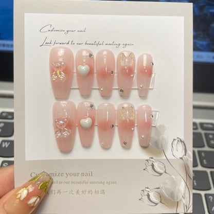 High-end Press-on nail kit 3d bear heart nail art nail adhesive