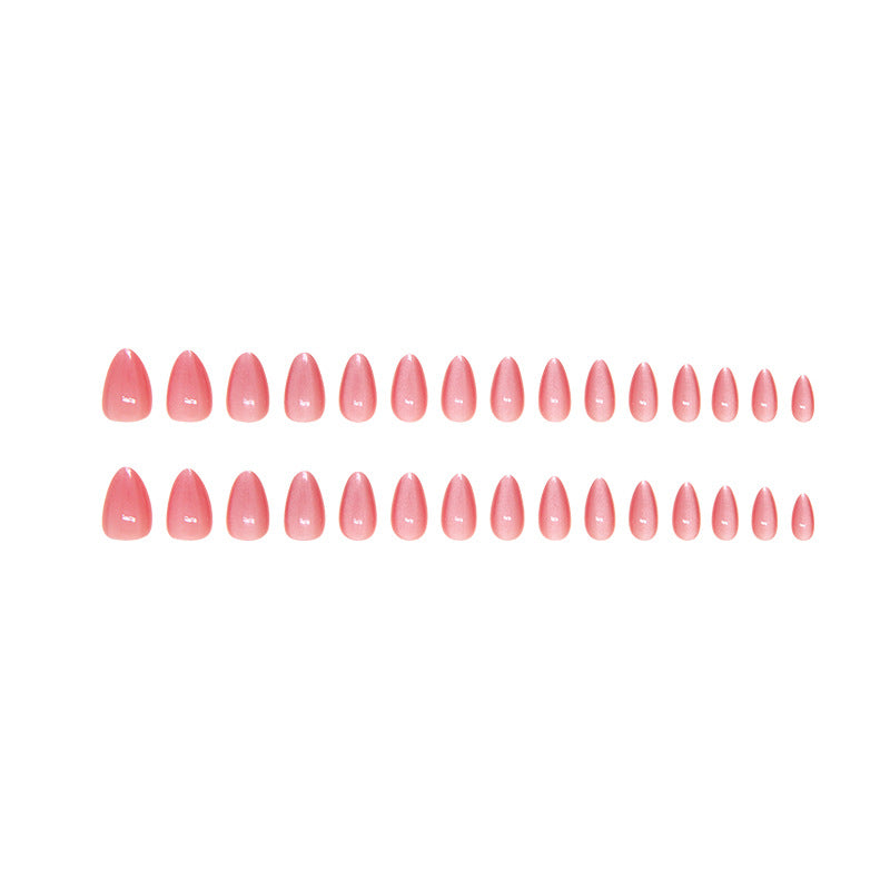 Glaze cat eye design 30pcs press on nail almond rose pink beauty fake nail