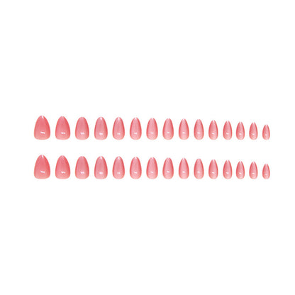 Glaze cat eye design 30pcs press on nail almond rose pink beauty fake nail