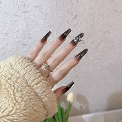 2024 Luxury new black coffee gradient ballerina press on nails