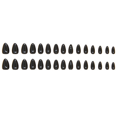 Plain color almond nail women black cool glaze 30pcs press on nail