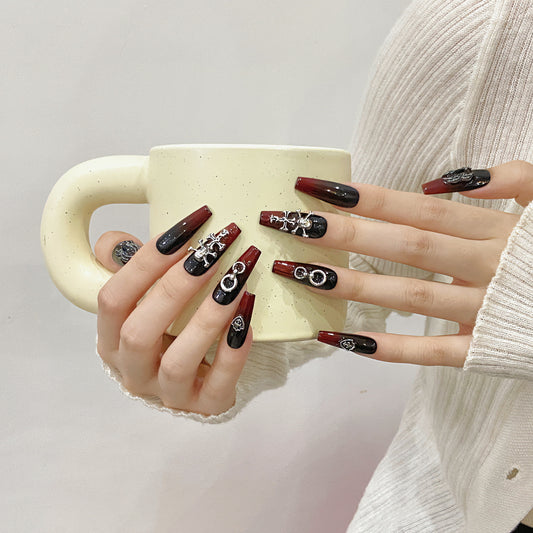 Retro Dark Metal Cross Removable Nail Art Comfortable fake nails