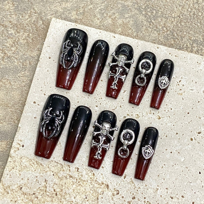 Retro Dark Metal Cross Removable Nail Art Comfortable fake nails