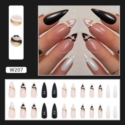 Free Shipping Long pointy heart shape 24pcs press on nails