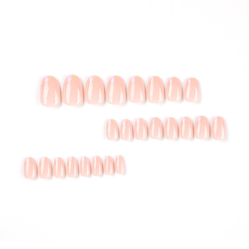 oval shape nuide fake nail cute bling press on nail with gel