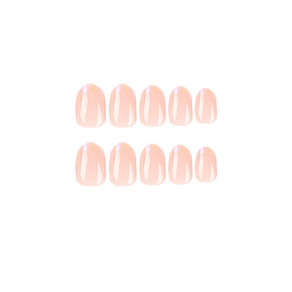 oval shape nuide fake nail cute bling press on nail with gel