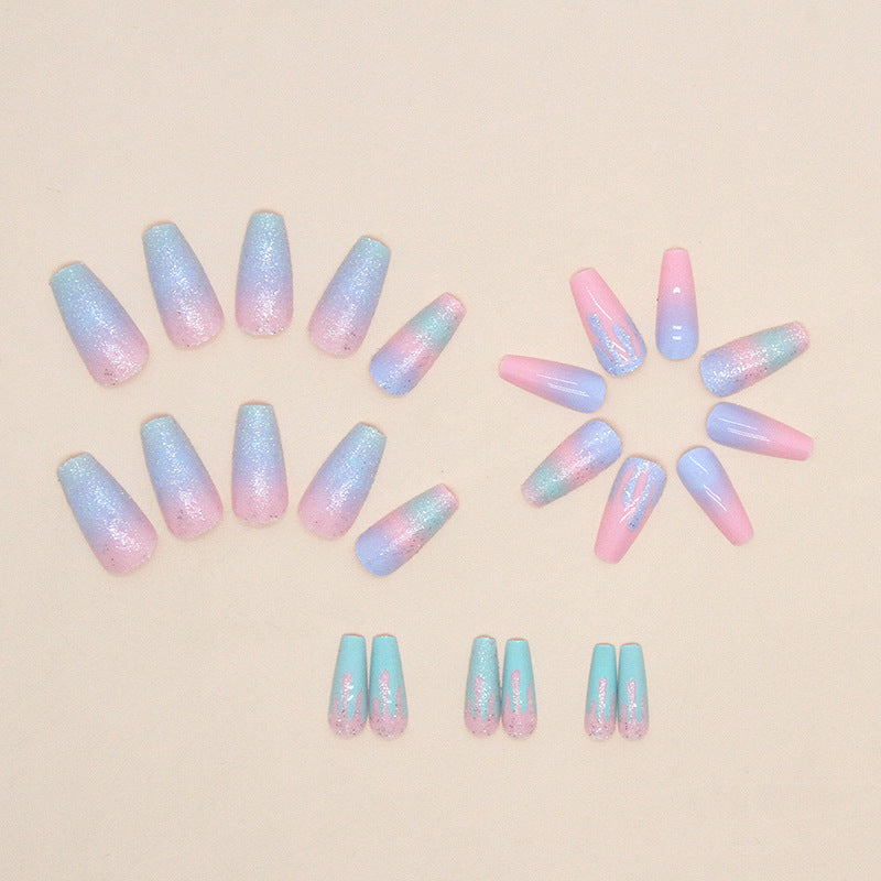 Free Shipping Pink and Blue Sparkling Cute Fake Nail