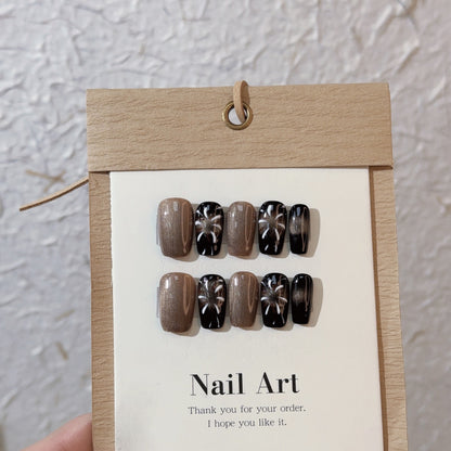 Hot-selling fireworks cat's eye brown black two-color set nail salon fake nails