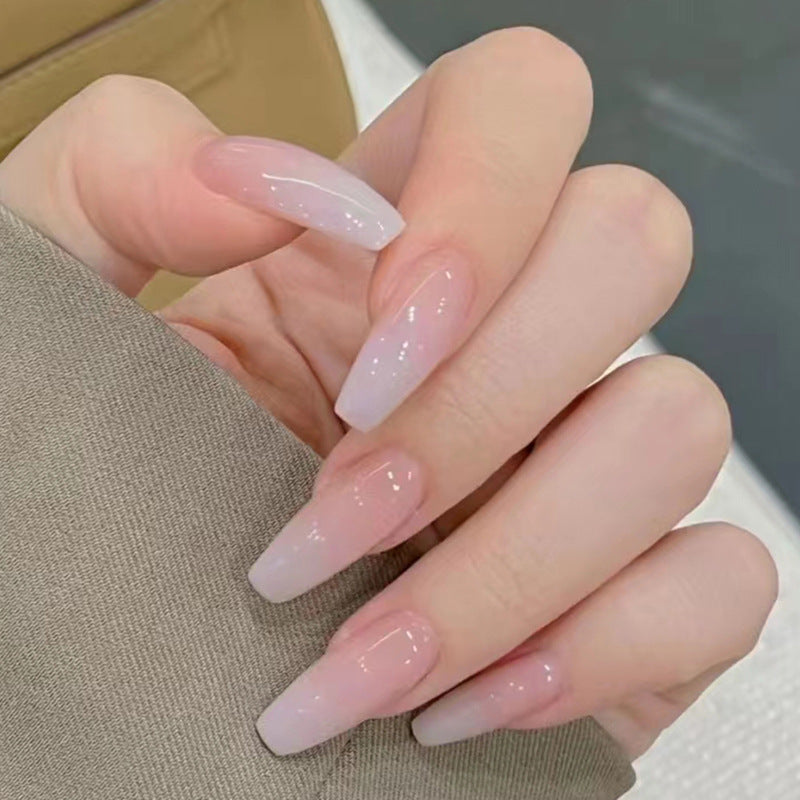 Simple nude pink long design ballet  24pcs press on nail