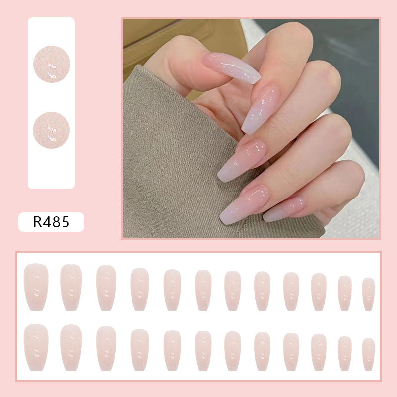 Simple nude pink long design ballet  24pcs press on nail