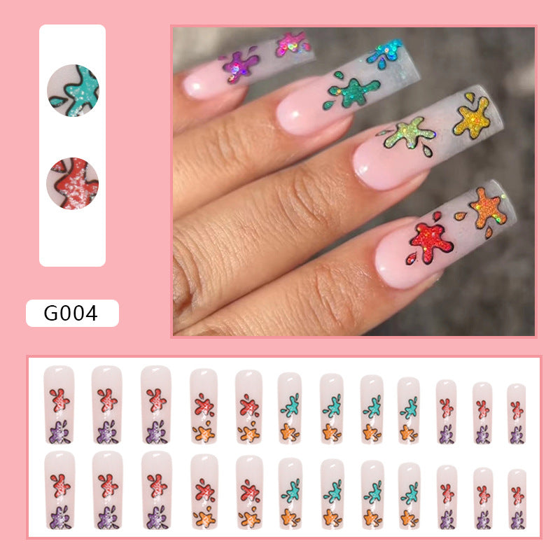 Free Shipping Colored water graffiti press on nails