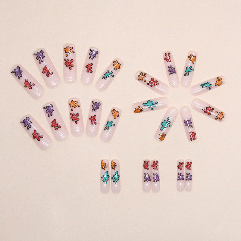 Free Shipping Colored water graffiti press on nails