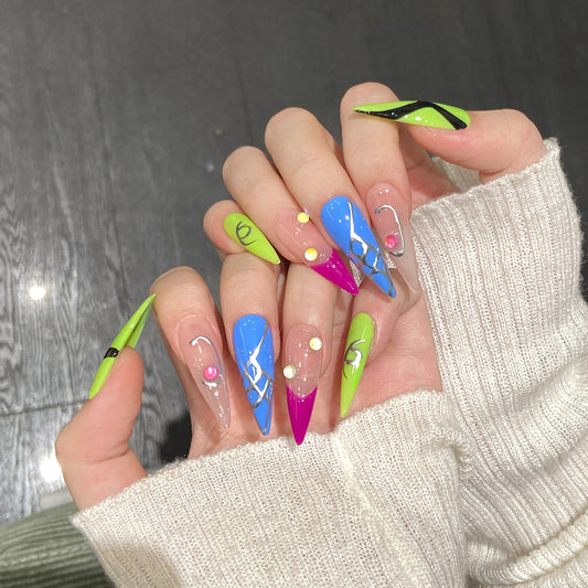 Hot girl nail art detachable wearable nail art Colored fake nails