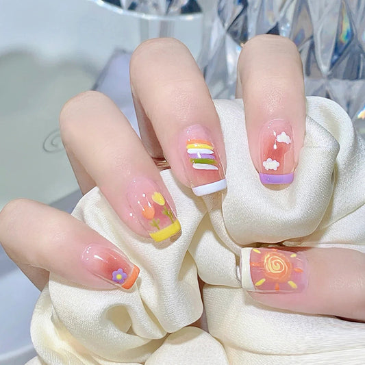 Candy summer design medium cute colorful press on nail