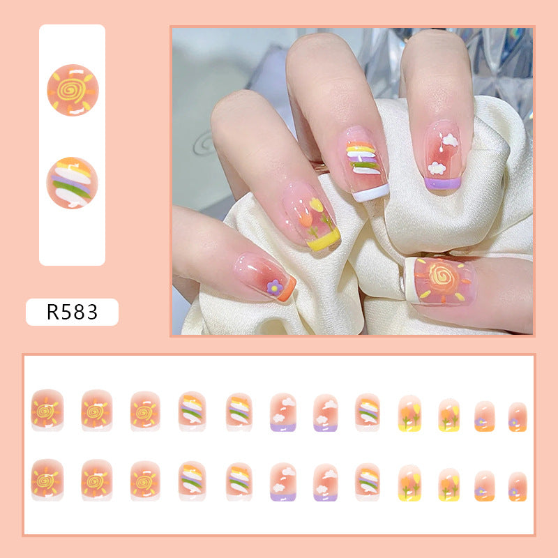 Candy summer design medium cute colorful press on nail