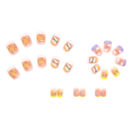 Candy summer design medium cute colorful press on nail