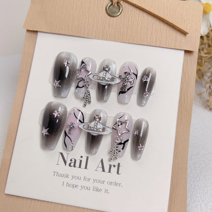 Punk style cross star decora nail art detachable fake nail