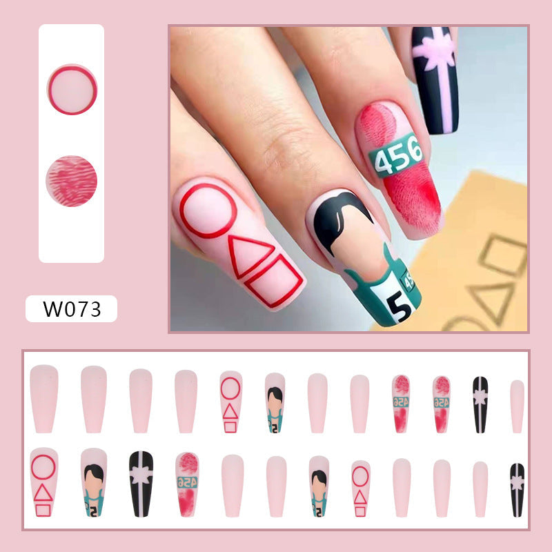 Free Shipping Digital game nail art long press on nail with 24pcs