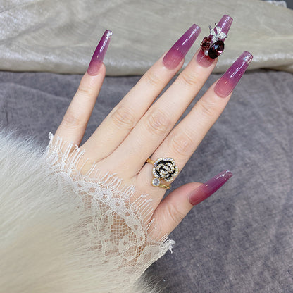 New handmade nail diamonds high-end purple fake nails