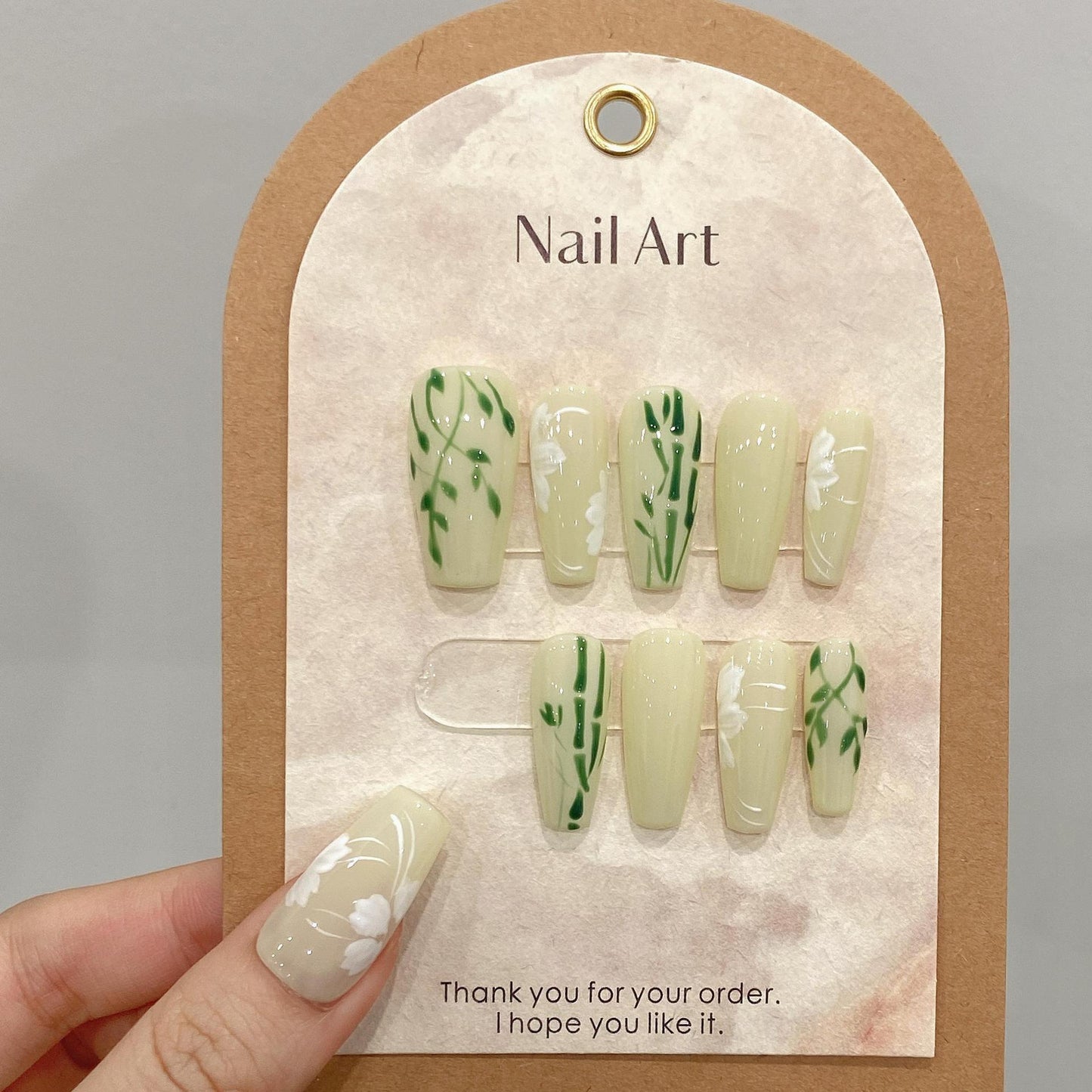 Hand-painted bamboo nail simple style nail art