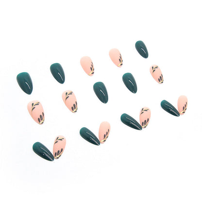 Free Shipping Pure and fresh dark green nails