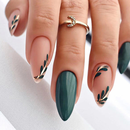 Free Shipping Pure and fresh dark green nails